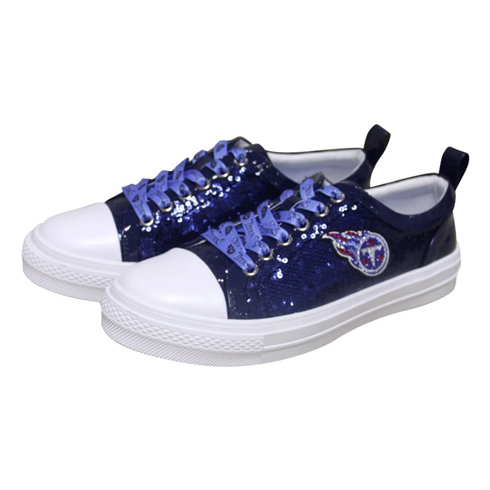 Baskets à paillettes Cuce pour femmes, bleu marine, Tennessee Titans Team