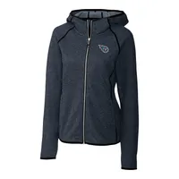 Women's Cutter & Buck Heathered Navy Tennessee Titans Mainsail Sweater Knit Fleece Full-Zip Jacket Size: Large