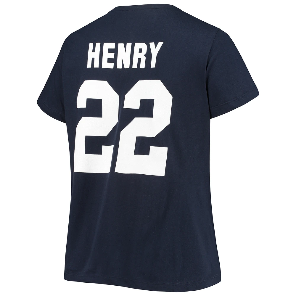 Women's Derrick Henry Navy Tennessee Titans Plus Fair Catch Name & Number V-Neck T-Shirt