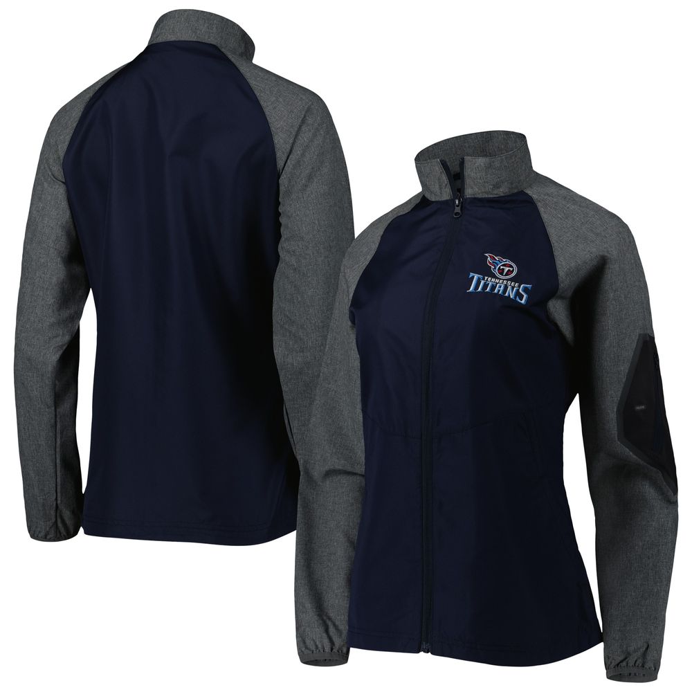 Women's Dunbrooke Navy/Gray Tennessee Titans Hurricane Raglan Full-Zip Windbreaker