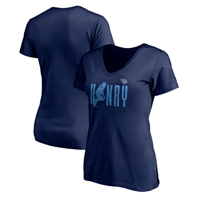 Women's Fanatics Branded Derrick Henry Navy Tennessee Titans Player Icon  Name & Number V-Neck T-Shirt