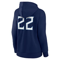 Women's Fanatics Derrick Henry Navy Tennessee Titans Player Icon Name & Number Pullover Hoodie