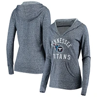 Sweat à capuche double face flammé bleu marine chiné pour femme des Tennessee Titans Fanatics