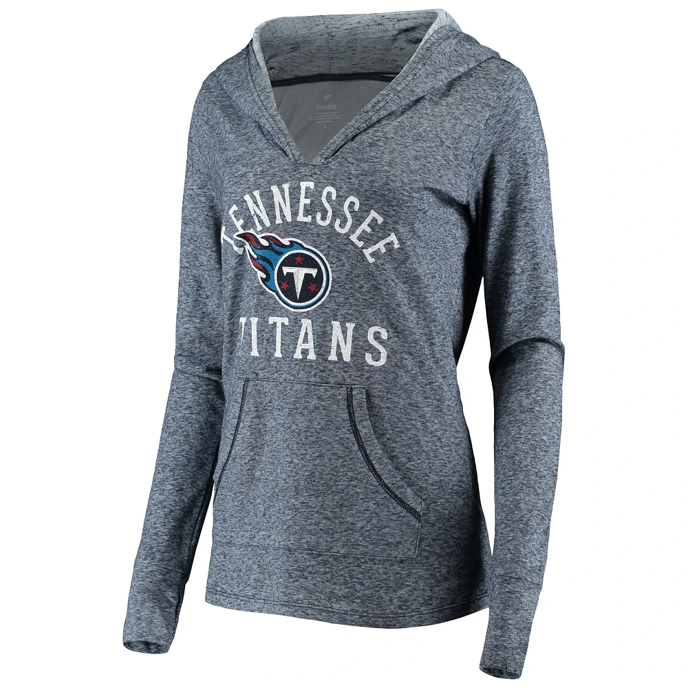 Sweat à capuche double face flammé bleu marine chiné pour femme des Tennessee Titans Fanatics