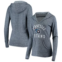 Sweat à capuche double face flammé bleu marine chiné pour femme des Tennessee Titans Fanatics