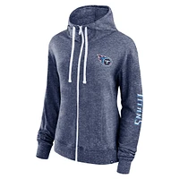 Women's Fanatics Heather Navy Tennessee Titans Opening Coin Flip Lightweight Full-Zip Hoodie