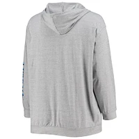 Women's Fanatics Heathered Gray Tennessee Titans Plus Lace-Up Pullover Hoodie