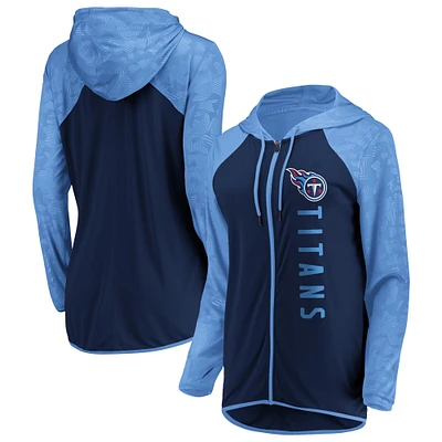 Sweat à capuche entièrement zippé Fanatics pour femmes, bleu marine/bleu clair, Tennessee Titans Forever Fan