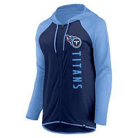 Sweat à capuche entièrement zippé Fanatics pour femmes, bleu marine/bleu clair, Tennessee Titans Forever Fan