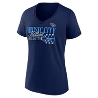 T-shirt à col en V Fanatics Navy Tennessee Titans Hometown Defensive Stand pour femmes