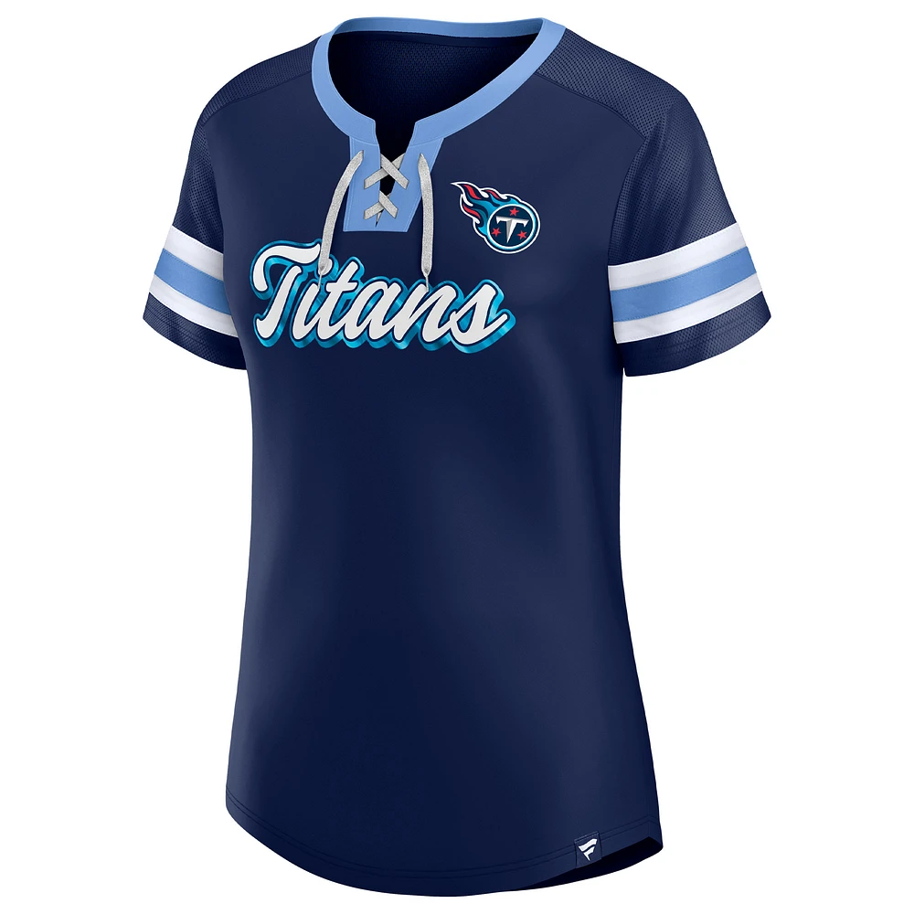 T-shirt à lacets Fanatics pour femmes, bleu marine, Tennessee Titans Original State