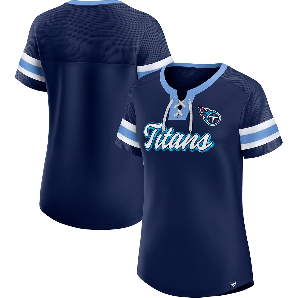 T-shirt à lacets Fanatics pour femmes, bleu marine, Tennessee Titans Original State