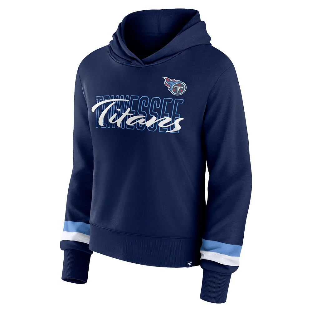 Women's Fanatics  Navy Tennessee Titans Over Under Pullover Hoodie