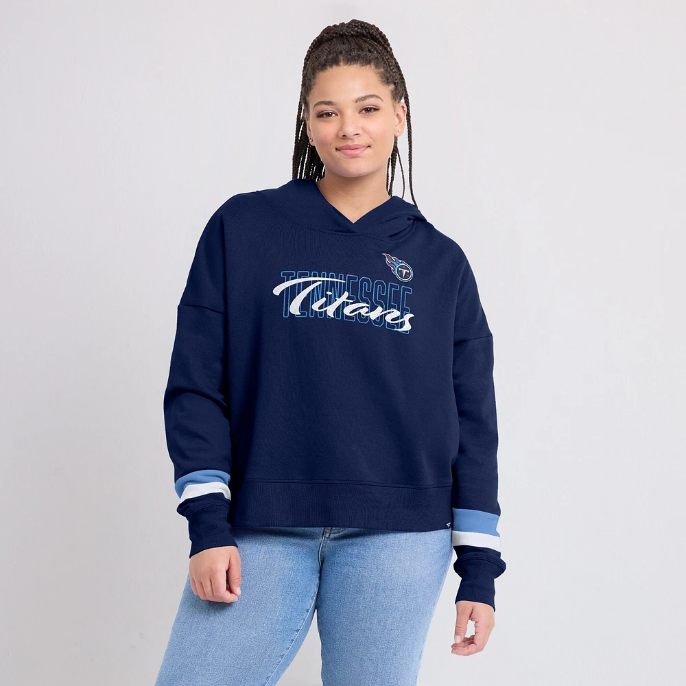 Women's Fanatics  Navy Tennessee Titans Over Under Pullover Hoodie