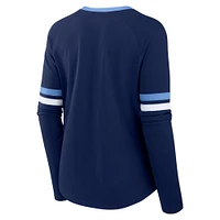 Haut tendance à manches longues lacets Fanatics Navy Tennessee Titans Won and Done pour femmes