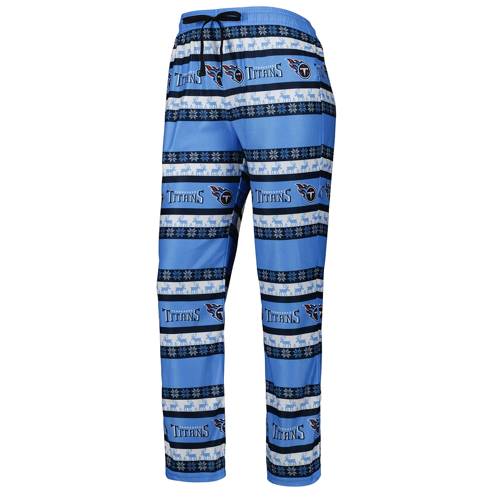 Ensemble de pyjama moche avec mot-symbole FOCO Tennessee Titans bleu clair pour femme