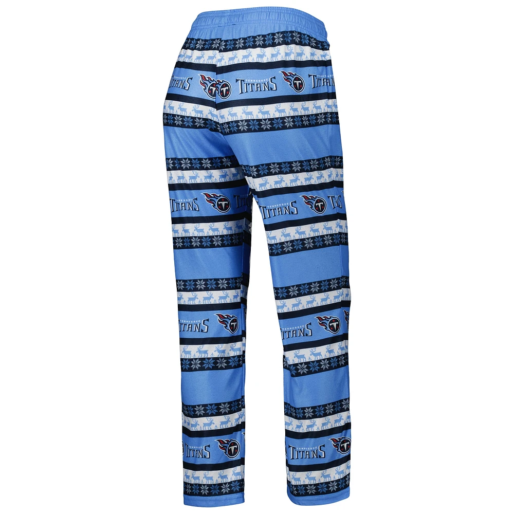 Ensemble de pyjama moche avec mot-symbole FOCO Tennessee Titans bleu clair pour femme