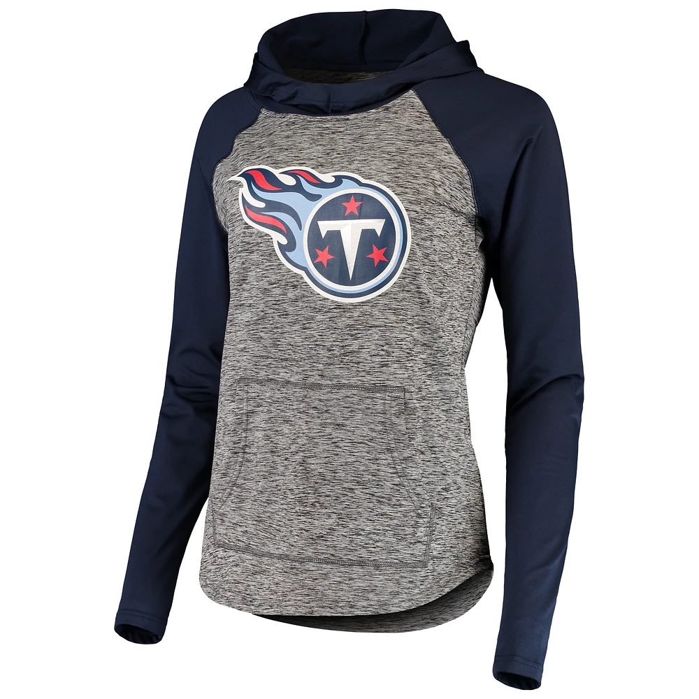 Women's G-III 4Her by Carl Banks Heathered Gray/Navy Tennessee Titans Championship Ring Pullover Hoodie