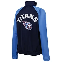 Veste de survêtement raglan entièrement zippée G-III 4Her by Carl Banks pour femme, bleu marine/bleu clair Tennessee Titans Confetti