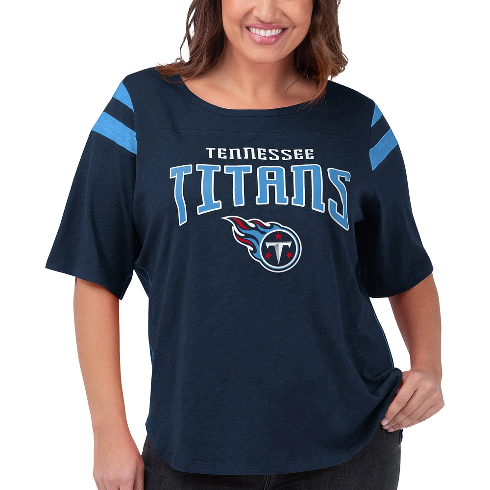 T-shirt Linebacker pour femme G-III 4Her by Carl Banks Navy Tennessee Titans Taille Plus