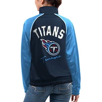 Veste de survêtement Dolman entièrement zippée G-III 4Her by Carl Banks pour femme, bleu marine Tennessee Titans Showup Fashion