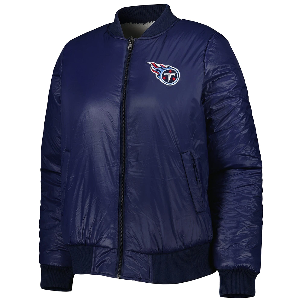 Veste réversible pour femme G-III 4Her by Carl Banks Oatmeal/Navy Tennessee Titans Switchback Full-Zip