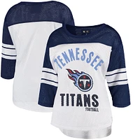 Women's G-III 4Her by Carl Banks White/Navy Tennessee Titans First Team 3/4-Sleeve Mesh T-Shirt