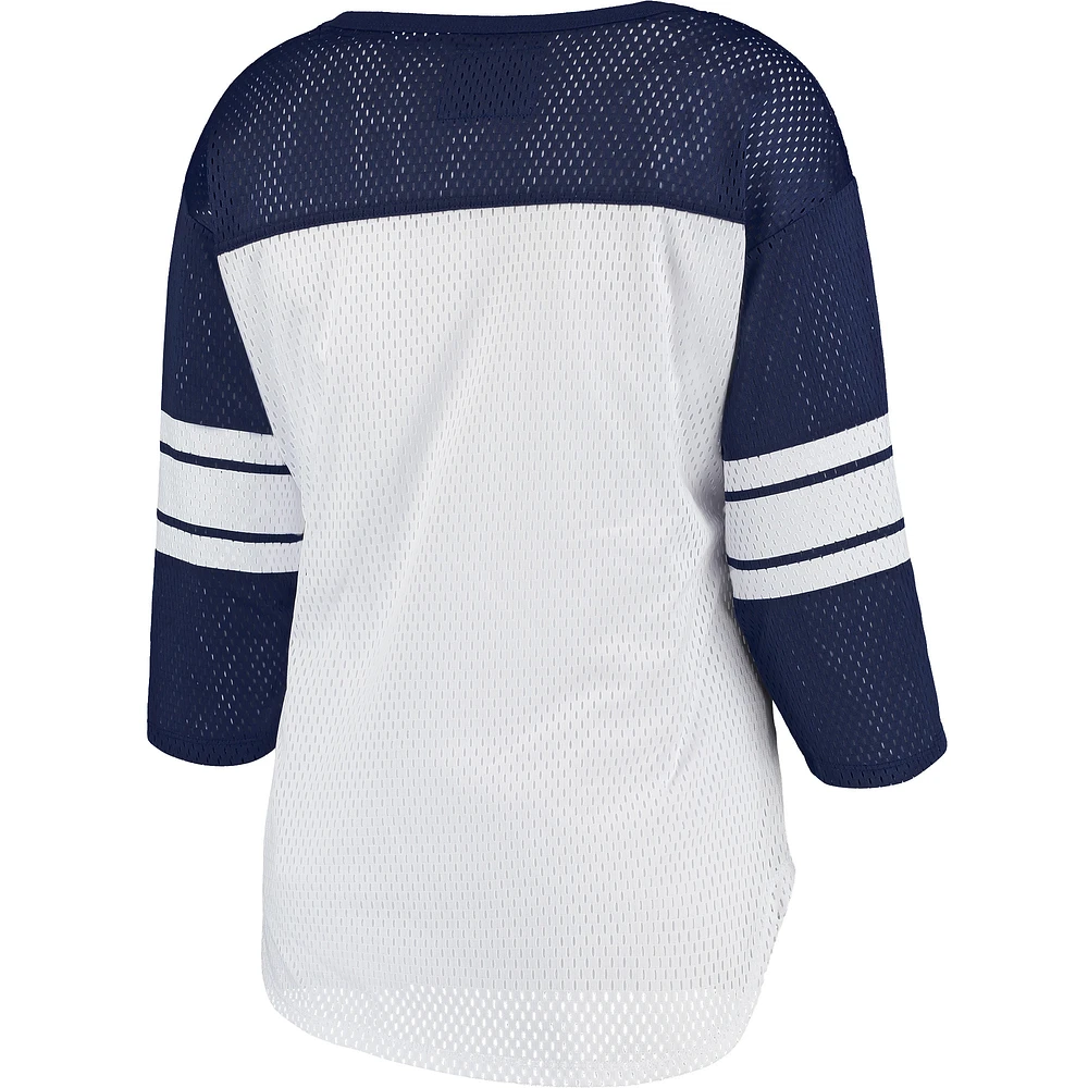 Women's G-III 4Her by Carl Banks White/Navy Tennessee Titans First Team 3/4-Sleeve Mesh T-Shirt