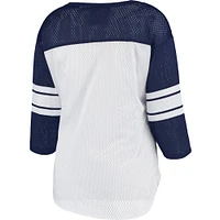 Women's G-III 4Her by Carl Banks White/Navy Tennessee Titans First Team 3/4-Sleeve Mesh T-Shirt