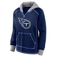 Women's Navy Tennessee Titans Boom Fleece Pullover V-Neck Hoodie