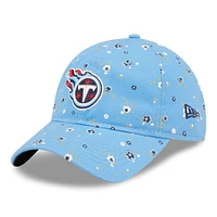 Casquette réglable bleu clair Tennessee Titans Floral 9TWENTY New Era pour femme