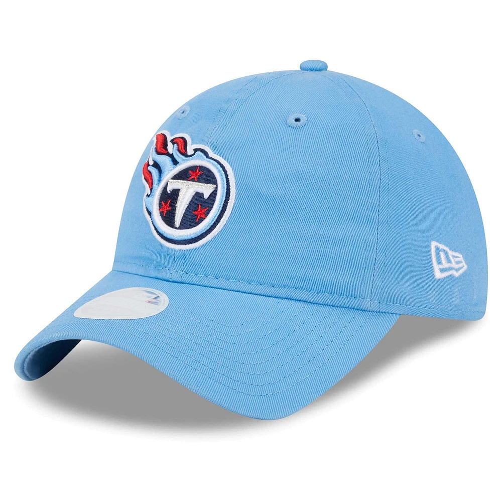 Casquette réglable New Era Tennessee Titans Main Core Classic 2.0 9TWENTY bleu clair pour femme