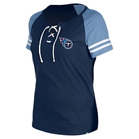 Women's New Era Navy Tennessee Titans  Lace-Up Raglan T-Shirt