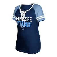 T-shirt à lacets raglan pour femme New Era bleu marine Tennessee Titans