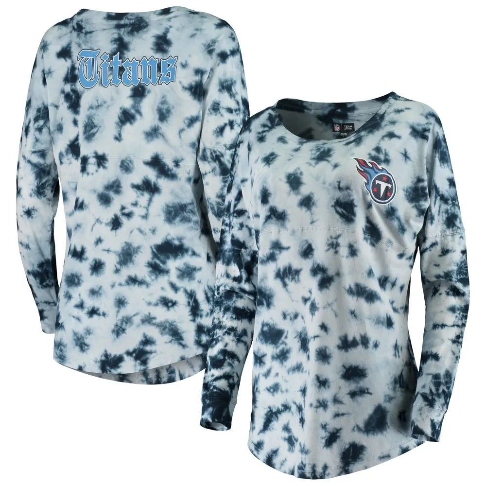 T-shirt à manches longues tie-dye bleu marine Tennessee Titans New Era pour femme