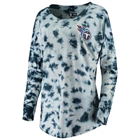 T-shirt à manches longues tie-dye bleu marine Tennessee Titans New Era pour femme