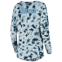 T-shirt à manches longues tie-dye bleu marine Tennessee Titans New Era pour femme