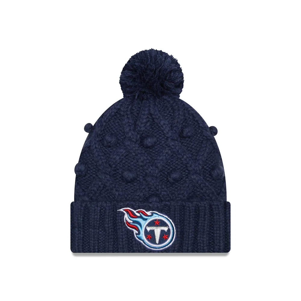 Bonnet en tricot à revers Toasty des Tennessee Titans pour femme New Era bleu marine avec pompon