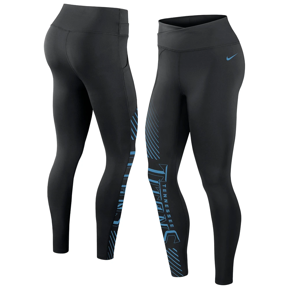 Legging croisé Nike Tennessee Titans Yard Line pour femme, noir