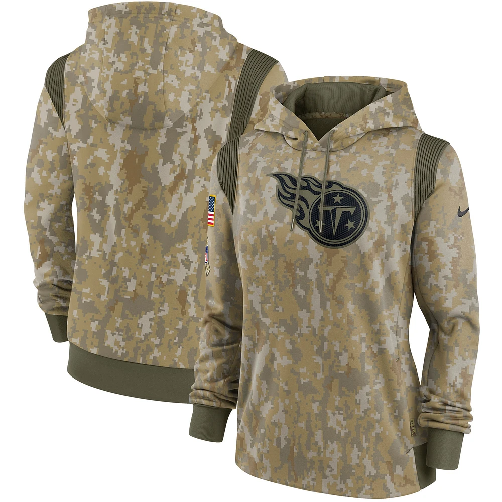 Women's Nike Camo Tennessee Titans 2021 Salute To Service - Therma Performance Pullover Hoodie