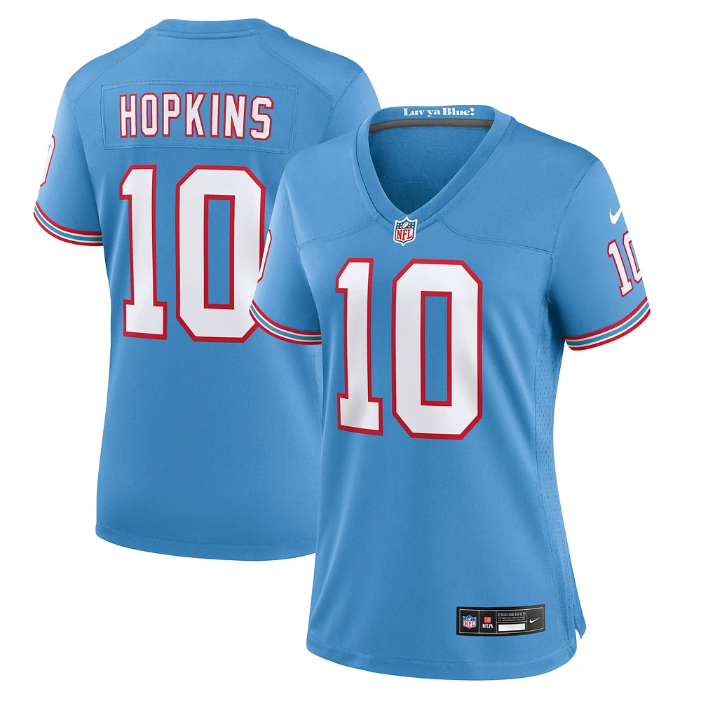 Maillot DeAndre Hopkins Nike Femme Bleu Clair Tennessee Titans Throwback Player Game