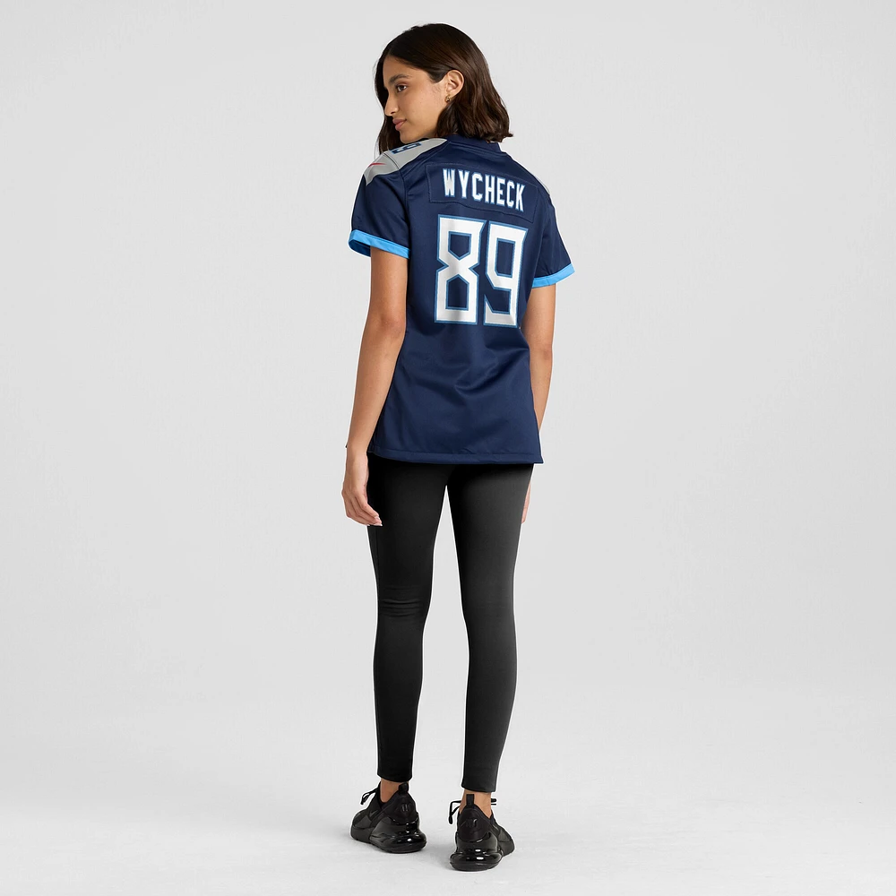 Maillot de joueur retraité Nike Frank Wycheck pour femme des Tennessee Titans, bleu marine