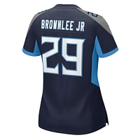 Maillot de match Nike Jarvis Brownlee Jr. bleu marine pour femme des Tennessee Titans