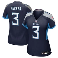 Maillot Nike Johnny Hekker bleu marine pour femme des Titans du Tennessee