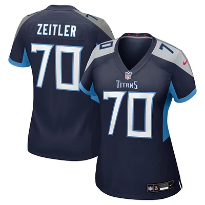 Maillot Nike Kevin Zeitler bleu marine pour femme des Titans du Tennessee