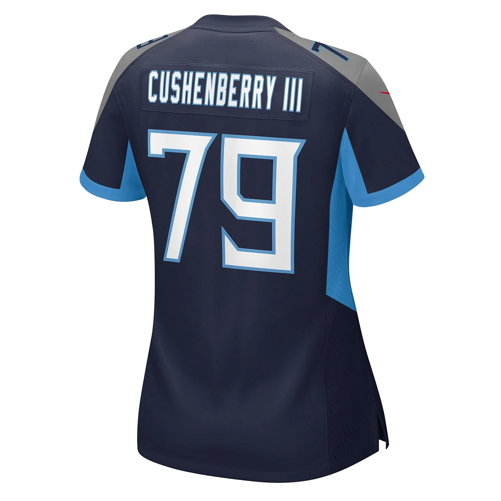 Maillot de match Nike Lloyd Cushenberry III bleu marine pour femme des Tennessee Titans