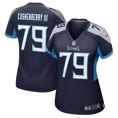 Maillot de match Nike Lloyd Cushenberry III bleu marine pour femme des Tennessee Titans