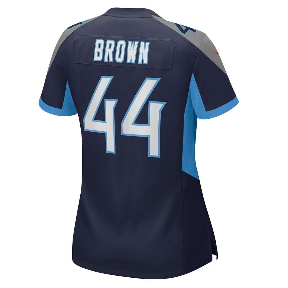 Maillot de match des Titans du Tennessee Nike Mike Brown pour femme, bleu marine