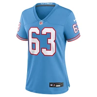 Nike Mike Munchak pour femme Bleu clair Tennessee Titans Oilers Throwback Retired Player Game Jersey