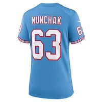 Nike Mike Munchak pour femme Bleu clair Tennessee Titans Oilers Throwback Retired Player Game Jersey